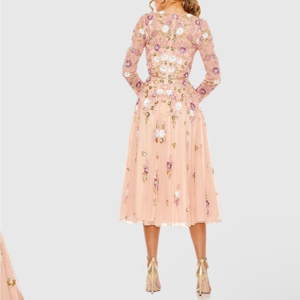 NWT - Mac Duggal - Pink Floral Sequin Dress - Size 14 - Picture 3 of 10